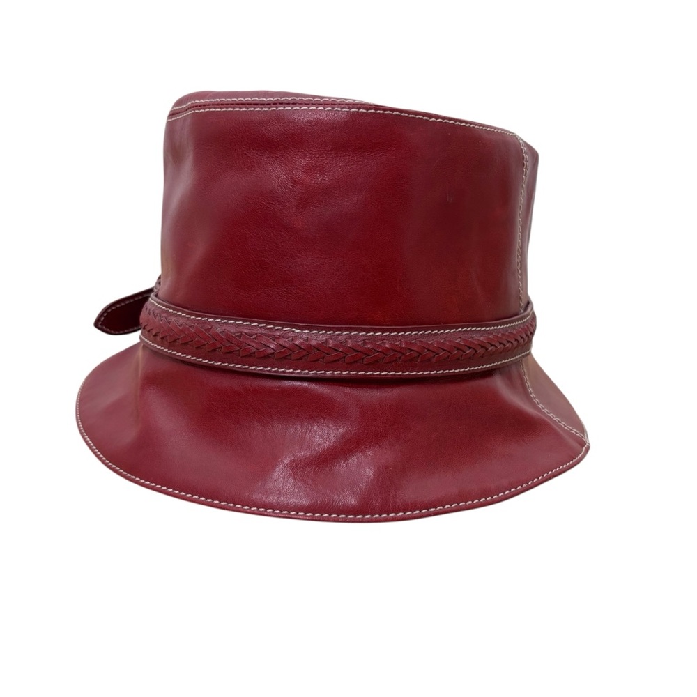 Brighton Cherry Red Leather Bucket Hat Boho OS - Picture 3 of 14